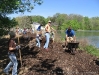 Spreading the mulch