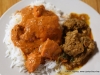Butter Chicken on Basmati Rice with Chicken Curry on the side.