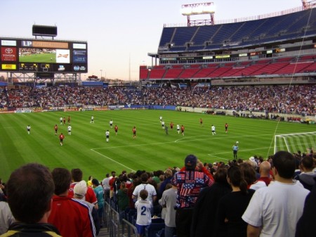 Fans stand up thoughout the game