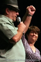 Hank Bonecutter with Denise Skidmore the creator of Project F.U.E.L. at Comedy on the Cumberland 