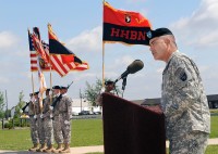U.S. Army Major General John Campbell the Commanding General of the 101st Airborne Division (Air Assault) "Screaming Eagles" speaks to division personnel during the division casing ceremony outside of McAuliffe Hall at Fort Campbell, KY on 19 May 2010. General Campbell and the division will be deploying to Afghanistan during the next few weeks. This is the fourth time the division has cased their colors and deployed since 9-11. U.S. Army Photo by Sam Shore U.S. Army Major General John Campbell the Commanding General of the 101st Airborne Division (Air Assault) "Screaming Eagles" speaks to division personnel during the division casing ceremony outside of McAuliffe Hall at Fort Campbell, KY on 19 May 2010. General Campbell and the division will be deploying to Afghanistan during the next few weeks. This is the fourth time the division has cased their colors and deployed since 9-11. U.S. Army Photo by Sam Shore