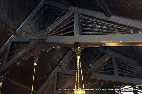 The intricate roof trusses at St. Peter AME Church