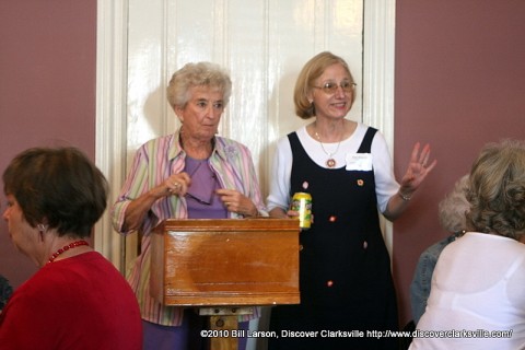 Montgomery County Historian Eleanor Williams being introduced by Ellen Kanervo at the L&N Train Station