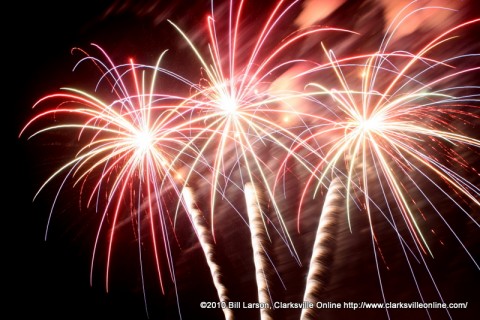 Fireworks light up the River Front during the City of Clarksville's Independence Day Celebration last year.