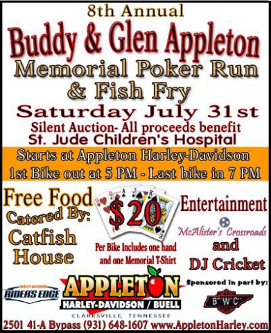 8th Annual Buddy and Glen Appleton Memorial Poker Run and Fish Fry 