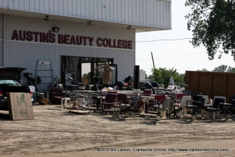 Austin's Beauty College during the cleanup after the May 2010 Flooding