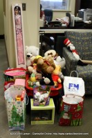 Toys at F&M Bank waiting to be picked up for distribution to needy children