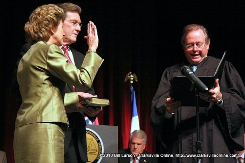 Kim McMillan taking the Oath of Office to become Mayor of the City of Clarksville, TN from Judge Robert Wedemeyer