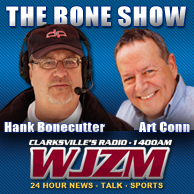 Art Conn (R) joins "The Bone Show" host, Hank Bonecutter (L) as co-host of the long running radio show on WJZM.