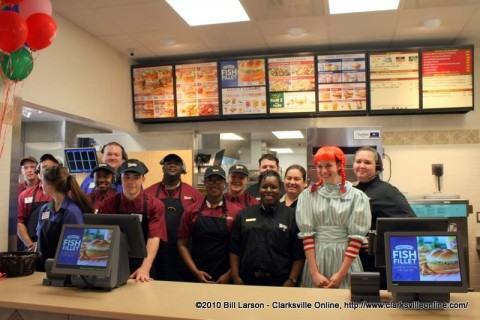 The re-opening day staff at the Wendy's Restaurant