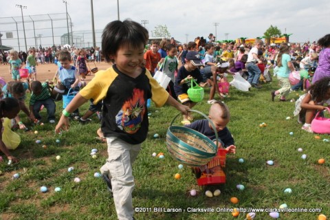 Kids scoop up Easter Eggs at the City of Clarksvile's Spring Eggstravaganza