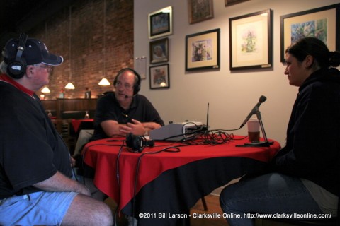 Hank Bonecutter from WJZM 1400 AM doing his Clarksville in Review show from Edwards Steakhouse in Downtown Clarksville during Rivers and Spires