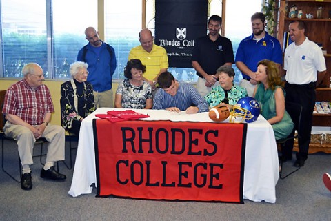 Josh Jerles signing with Rhodes College.