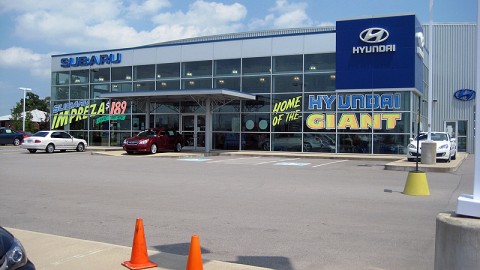 The Wyatt Johnson Subaru-Hyundai dealership on Wilma Rudolph Blvd.