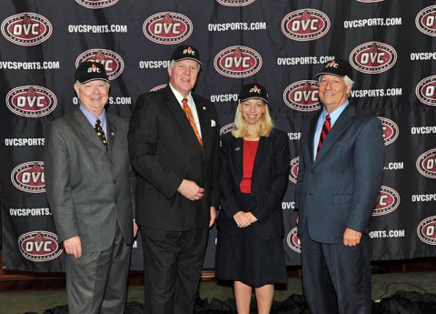 The OVC announced the addition of Belmont University to the league on Friday. Pictured (L to R) Belmont President Dr. Bob Fisher, UT Martin Chancellor Dr. Tom Rakes, OVC Commissioner Beth DeBauche, and Tennessee Tech President Dr. Robert Bell. (Ohio Valley Conference) The OVC announced the addition of Belmont University to the league on Friday. Pictured (L to R) Belmont President Dr. Bob Fisher, UT Martin Chancellor Dr. Tom Rakes, OVC Commissioner Beth DeBauche, and Tennessee Tech President Dr. Robert Bell. (Ohio Valley Conference)