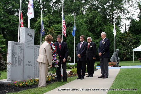 The laying of the wreath at the 2010 Clarksville-Montgomery County Memorial Day Ceremony