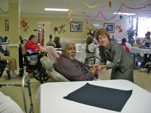Clarksville Mayor Kim McMillan visits local nursing homes.