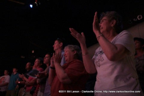 The crowd gives a standing ovation at the end of the John Denver Musical Almost Heaven