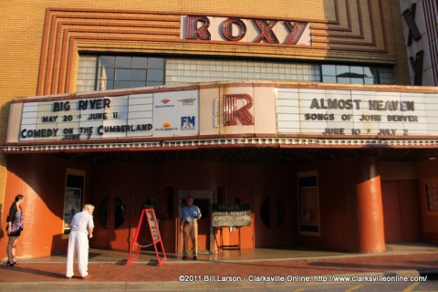 A Salvation Army Bell Ringer stands outside of the Roxy shortly before the Comedy show began