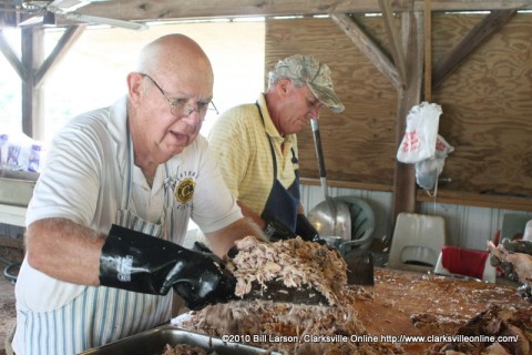 Central Civitan Club members prepare some good old fashion Barbecue during the 2010 Lone Oak Picnic.
