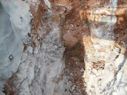 A view of the excavation at the intersection of North Second Street and College Street. The intersection is closed while the Tennessee Department of Transportation continues sewer repairs.