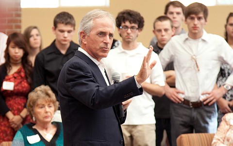 U.S. Sen. Bob Corker, R-Tenn., speaks to students, local dignitaries and other guests September 29th in Honors Commons at Austin Peay State University. (Photo by Beth Liggett, University photographer)
