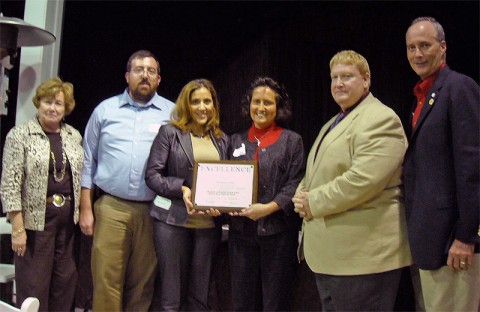 Montgomery County Mayor Carolyn Bowers, Facilities Development Director Clint Camp, Green Certification Program Coordinator Michelle Newell, Bi-County Assistant Director of Administration & Education Mary Anderson, GNRC President and Mayor of Portland Ken Wilber, and Director of Administration Phil Harpel.