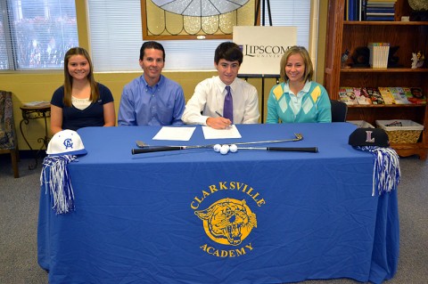 Kelsey, Brent, Zach and Karen Nussbaumer on signing day. Clarksville Academy.