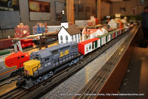 The "Snowflake Special" Christmas model trains at the Customs House Museum.