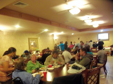 A buffet style meal was served to the homeless and other members of the local community in need at the Emmanuel Family Life Center by members of First Missionary Baptist Church.