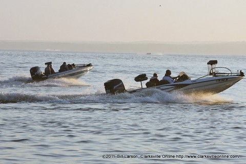 Boats heading out at the start of last years Governors Bass Tournament.