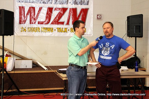 Wade Neely of the Clarksville Sports Network interviews one of the Exhibitors at the 2012 Clarksville Sports Network