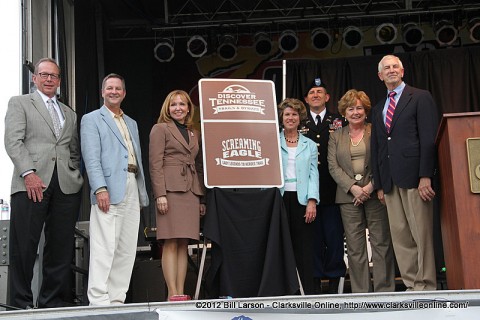 With the dedication of the Screaming Eagle Trail complete the sign is unveiled