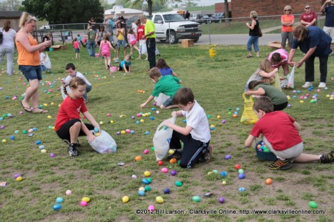 Children gather Easter Eggs at the Cunningham Volunteer Fire Department's Annual Easter Egg Hunt on Saturday