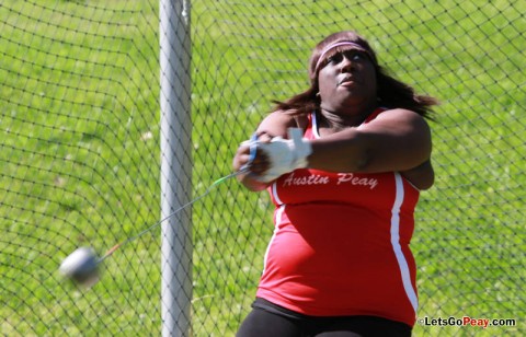 Tanesha Campbell took second in the shot put and third in the hammer at the OVC championships. Austin Peay Women's Track and Field. (Courtesy: Brittney Sparn/APSU Sports Information) Tanesha Campbell took second in the shot put and third in the hammer at the OVC championships. Austin Peay Women's Track and Field. (Courtesy: Brittney Sparn/APSU Sports Information)
