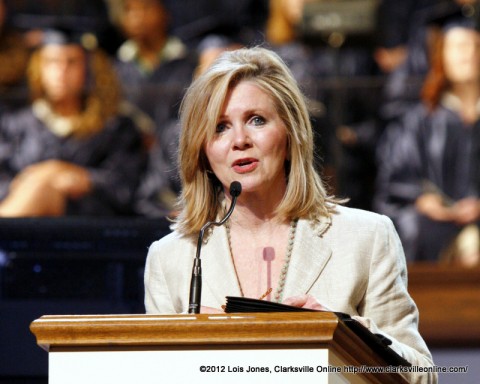 Congresswoman Marsha Blackburn addresses a graduating class