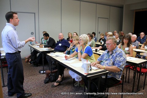 Chuck Sambuchino speaking to aspiring writers at the 2012 Clarksville Writer's Conference