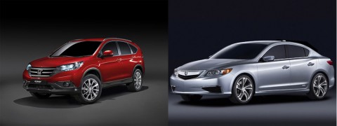 (Left to Right) 2012 Honda CR-V and 2013 Acura ILX. (Left to Right) 2012 Honda CR-V and 2013 Acura ILX.