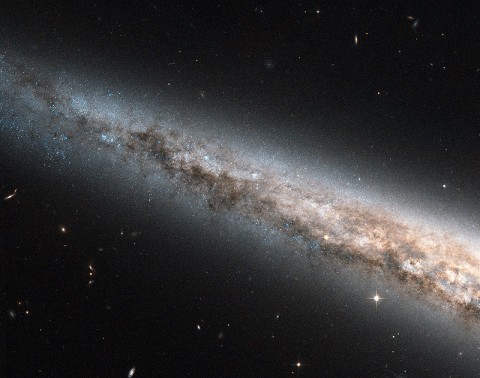 This image snapped by the NASA/ESA Hubble Space Telescope reveals an exquisitely detailed view of part of the disc of the spiral galaxy NGC 4565. This bright galaxy, also known as the Needle Galaxy  is one of the most famous examples of an edge-on spiral galaxy, oriented perpendicularly to our line of sight so that we see right into its luminous disc. (Image credit: ESA/NASA)