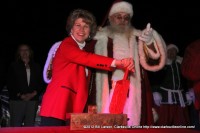 Clarksville Mayor Kim McMillan and Santa Claus get ready to flip the switch lighting up the 2012 Christmas on the Cumberland