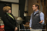Montgomery County Mayor Carolyn Bowers speaks with Mason Boisseau from B. R. Miller Co. Inc. General Contractors
