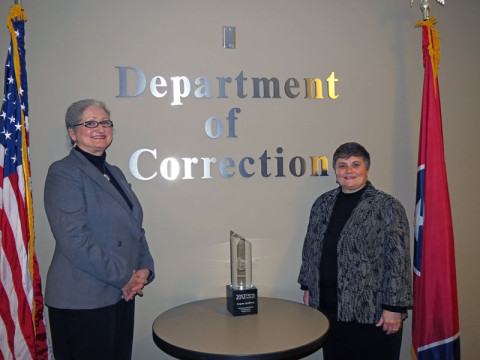 Kirk Smith-TDOC Asst. Director Field Services and Susan Shettlesworth-TDOC Correctional Program Director with the 2012 Program of Excellence Award.