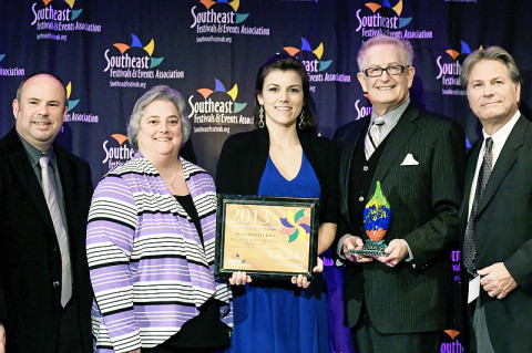 L-R: Theresa Harrington, Jessica Goldberg and Doug Barber were in attendance to accept the awards from SFEA representatives.