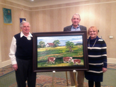 Tracy Jackson, President of the Clarksville Rotary Club, John Bartee, Montgomery County Ag-Extension Director and Lynne Griffey local Artist. Mrs. Griffey was commissioned to paint this year’s original piece to be auctioned at the 48th annual Rotary Auction Dinner