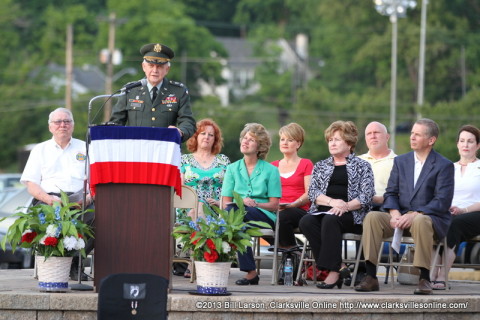 Colonel (Ret) Tom Denney addressing the crowd at the 2013 Vietnam Veterans of America Candle Light Vigil in Montgomery County on Sunday