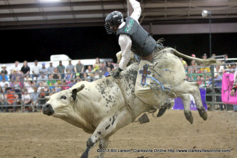 Bull riding at the 2013 Clarksville Rodeo