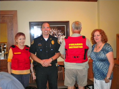 (L to R) Grace Linder, Capt. Rick Stalder, Irving Tillman and President Kaye Jones.