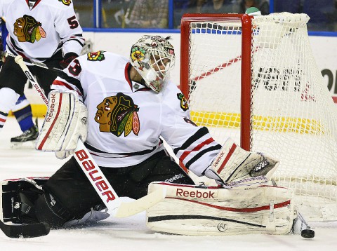 Carter Hutton (33) makes save during the second period against the St. Louis Blues at the Scottrade Center. (Scott Rovak - USA TODAY Sports) Carter Hutton (33) makes save during the second period against the St. Louis Blues at the Scottrade Center. (Scott Rovak - USA TODAY Sports)