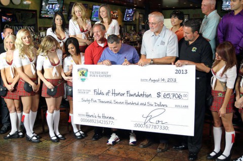 Tilted Kilt Officials Make Presentation to Folds of Honor - (Tim Hacker - East Valley Tribune)