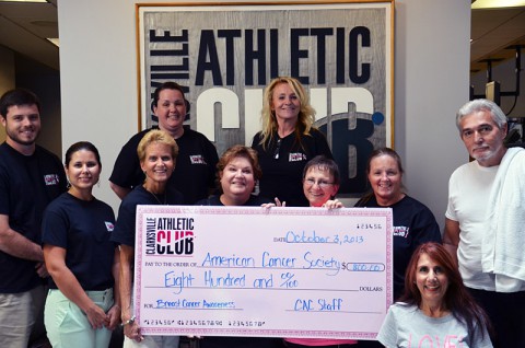 Clarksville Athletic Club donates $800.00 to Breast Cancer Research.